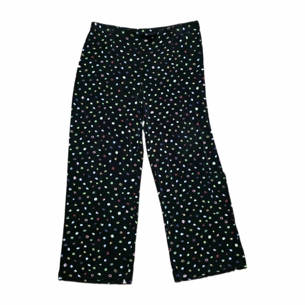 Vintage Polka Dot Slinky Stretchy Pants Womens MP Pull On Cropped Artsy Travel